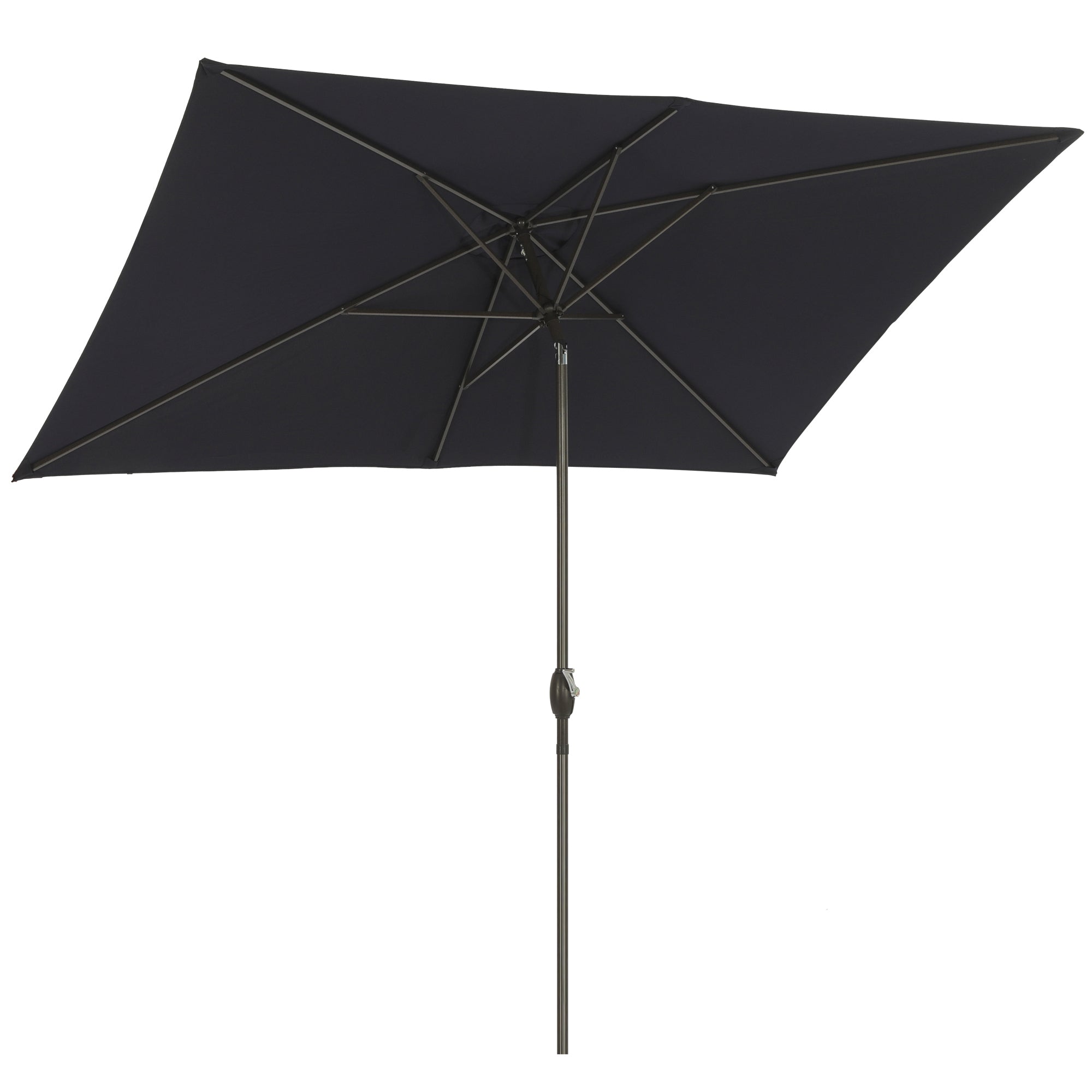 6.5ft * 10ft Rectangular Patio Umbrella with Push Button Tilt & Crank, Outdoor Table Market Umbrella with Aluminum Pole - Black