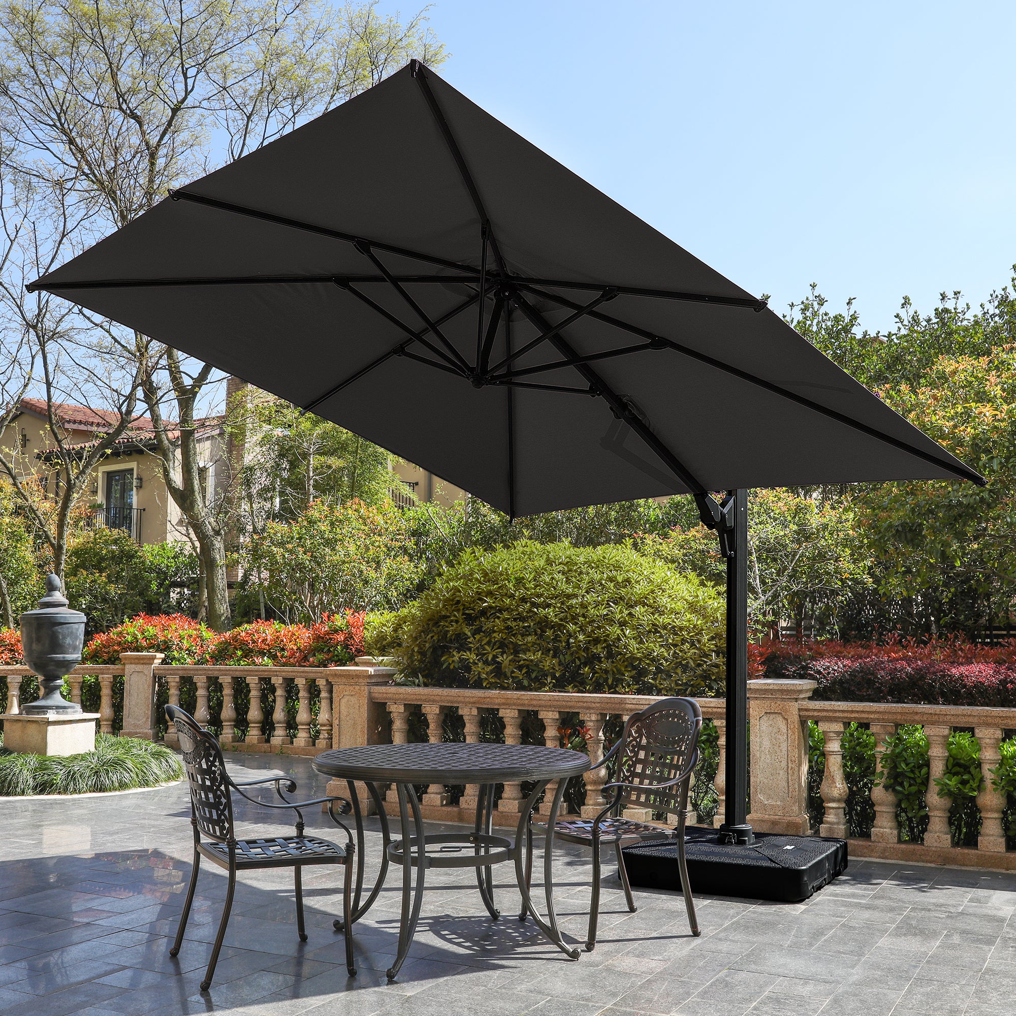 10 FT Cantilever Patio Umbrella with 360° Rotation & Tilt Adjustment, Square Outdoor Offset Umbrella with Aluminum Pole - Grey