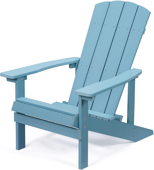 Patio Hips Plastic Adirondack Chair Lounger Weather Resistant Furniture for Lawn Balcony in Lake Blue