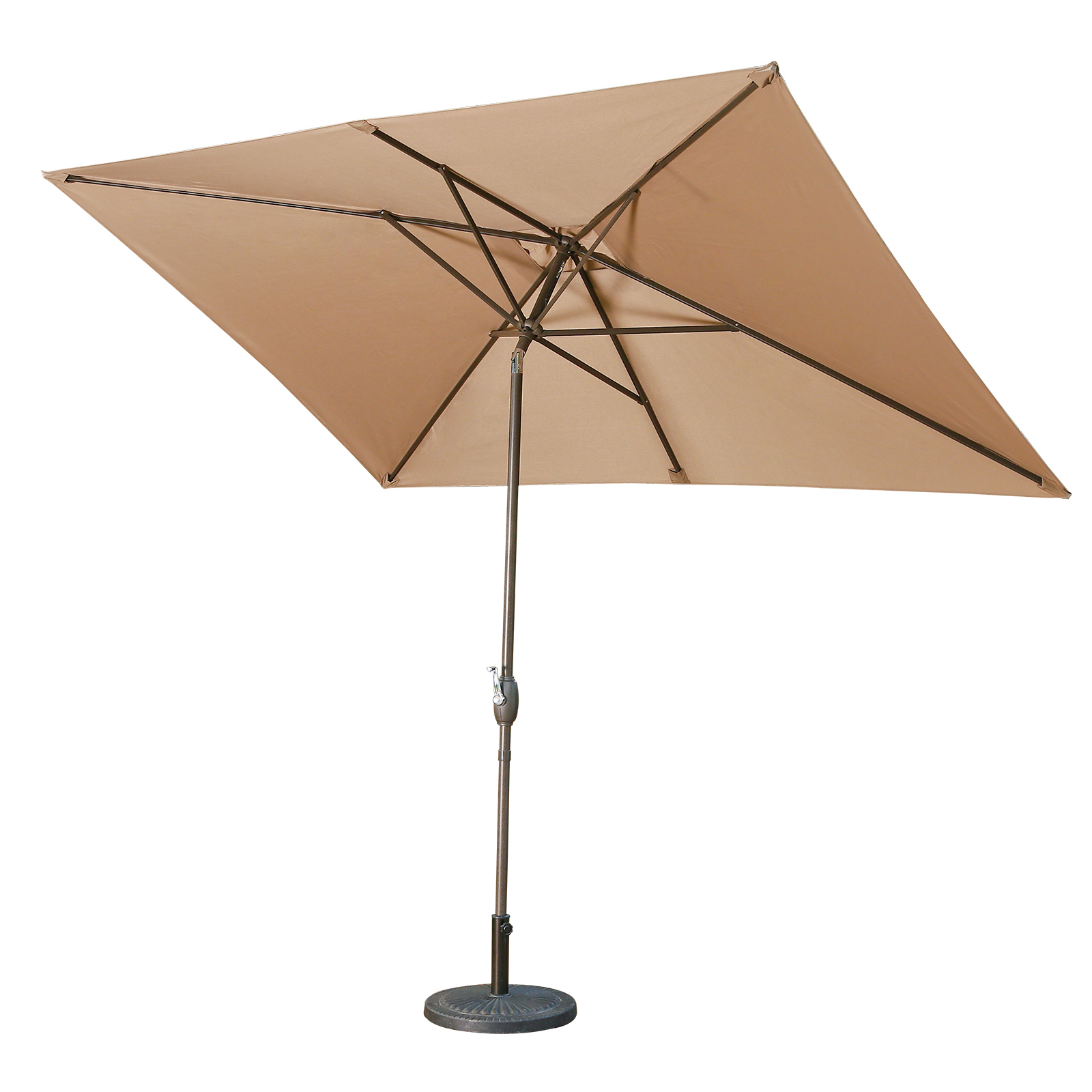 6.5ft * 10ft Rectangular Patio Umbrella with Push Button Tilt & Crank, Outdoor Table Market Umbrella with Aluminum Pole - Khahi