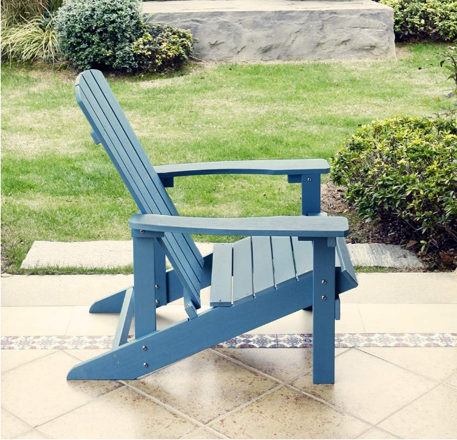 Patio Hips Plastic Adirondack Chair Lounger Weather Resistant Furniture for Lawn Balcony in Lake Blue