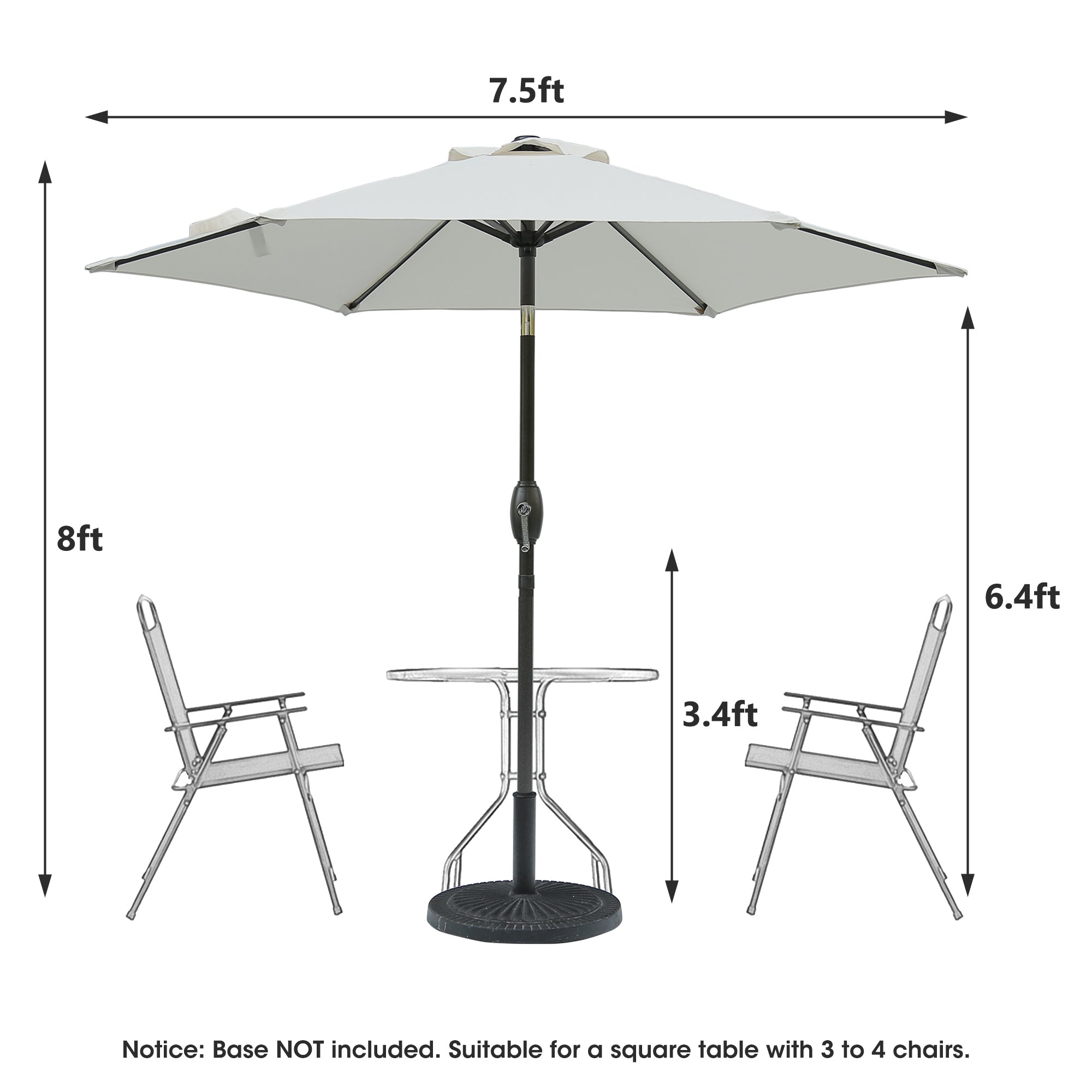 7.5ft * 7.5ft Patio Umbrella with Crank and Push Button Tilt, Outdoor Table Market Umbrella with Aluminum Pole - Grey