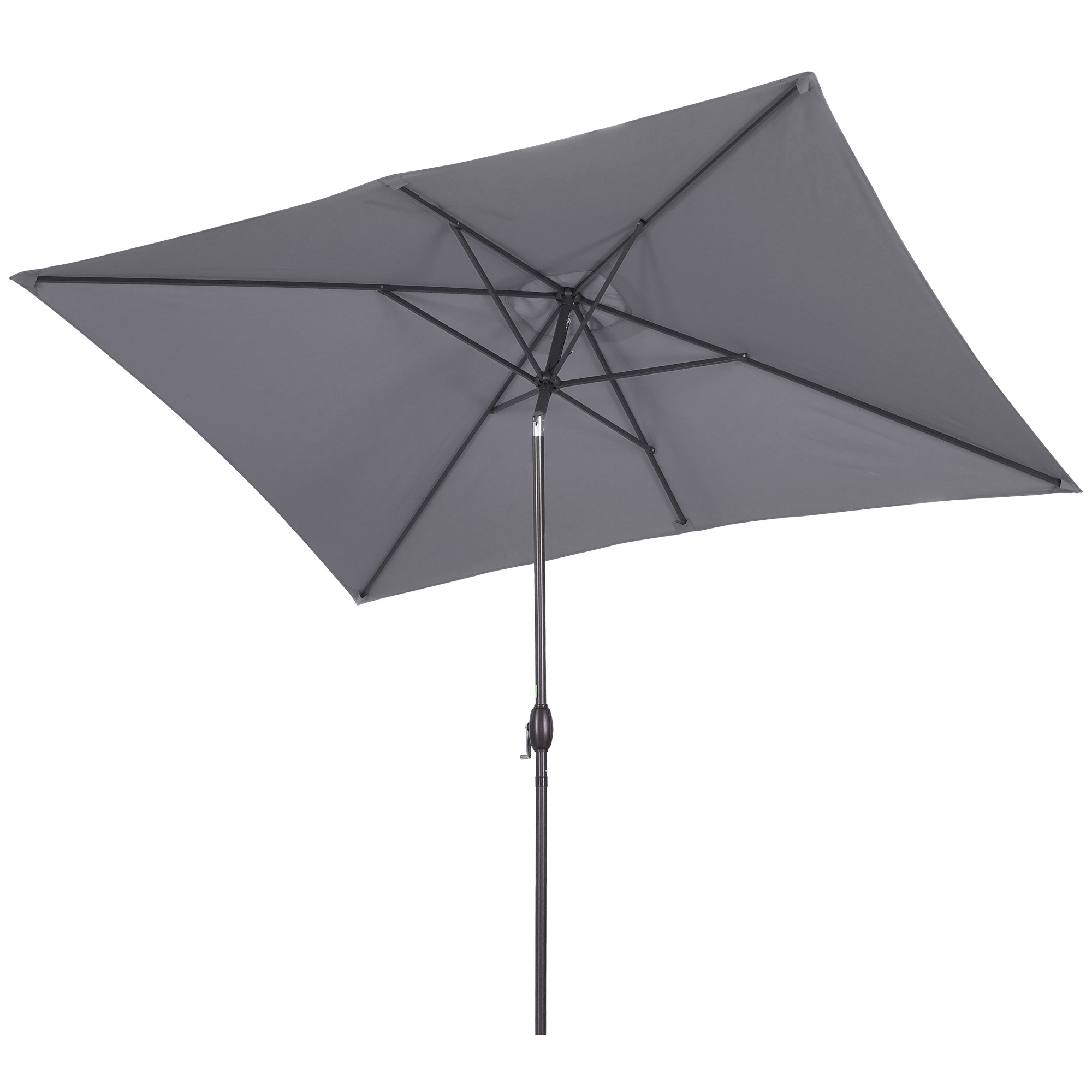 6.5ft * 10ft Rectangular Patio Umbrella with Push Button Tilt & Crank, Outdoor Table Market Umbrella with Aluminum Pole - Grey