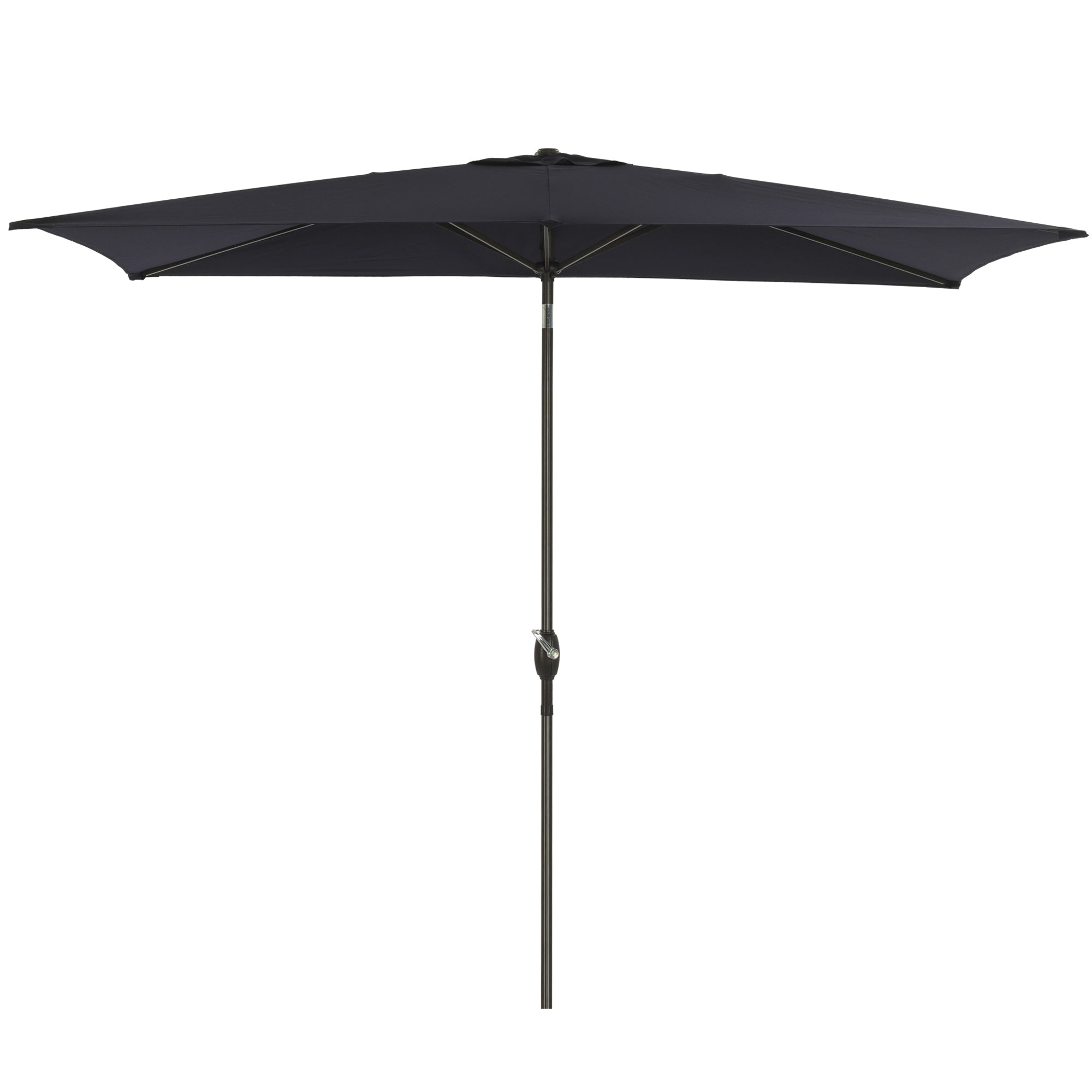 6.5ft * 10ft Rectangular Patio Umbrella with Push Button Tilt & Crank, Outdoor Table Market Umbrella with Aluminum Pole - Black