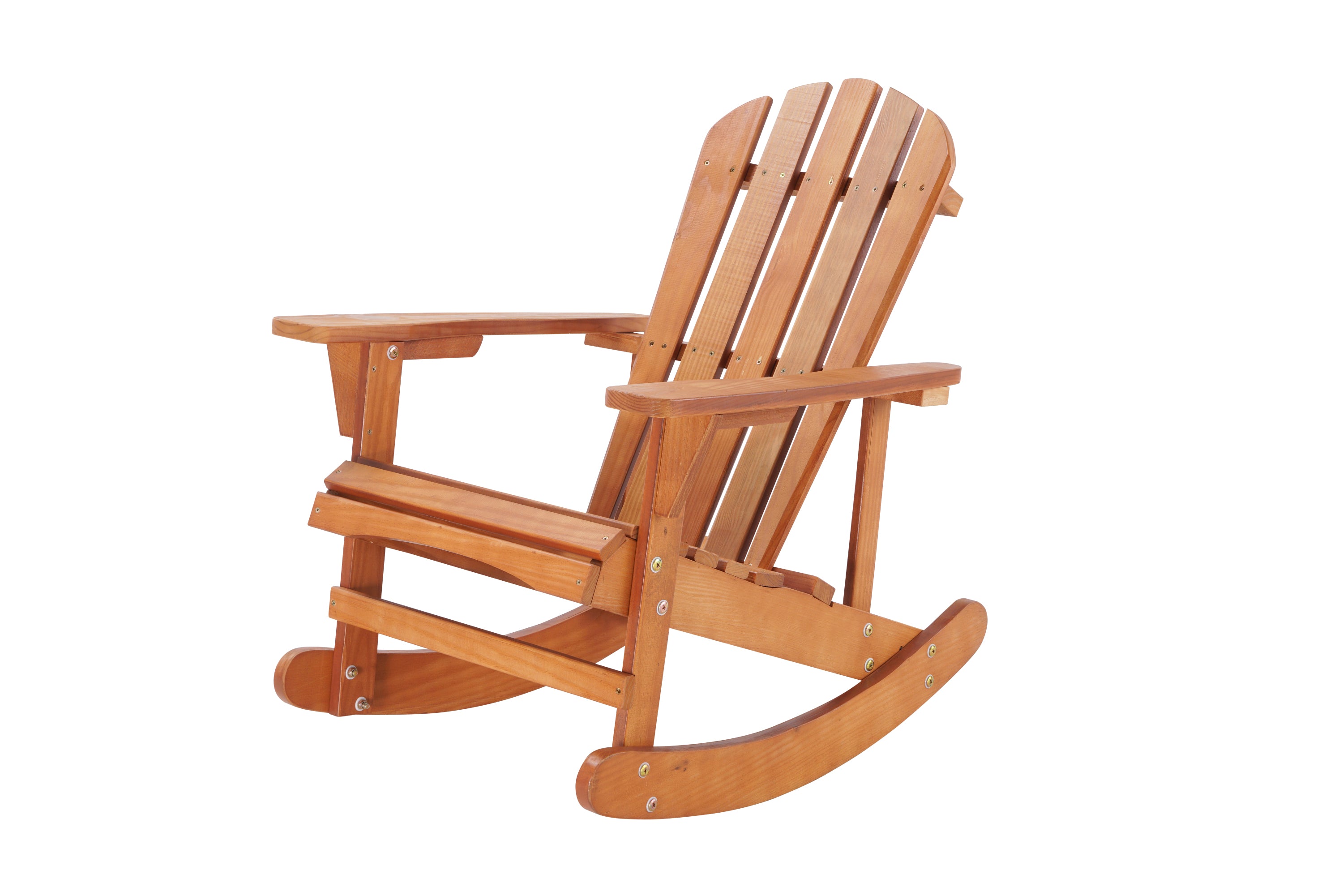 Adirondack Rocking Chair Solid Wood Chairs Finish Outdoor Furniture for Patio, Backyard, Garden - Walnut Brown