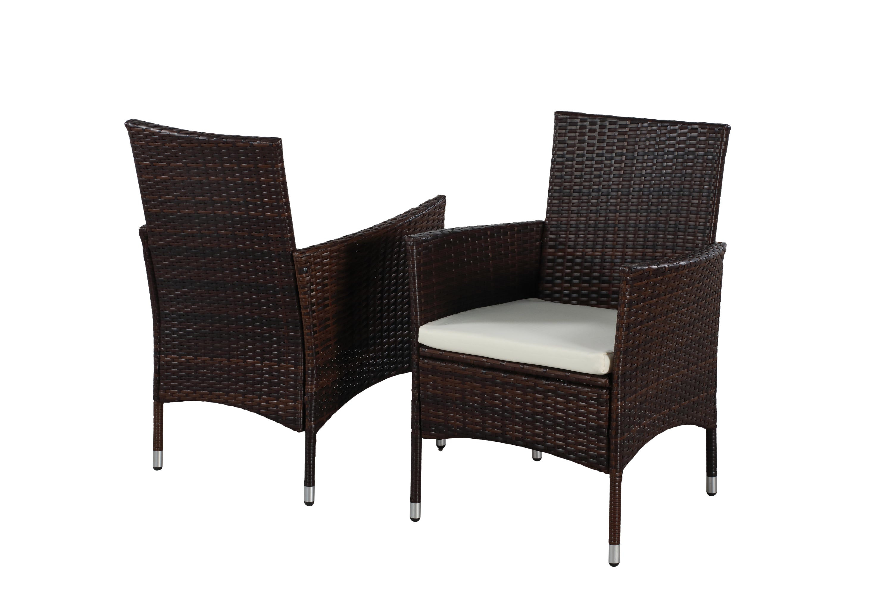 5-Pieces PE Rattan Wicker and Metal Patio Dining Set with Beige Cushions