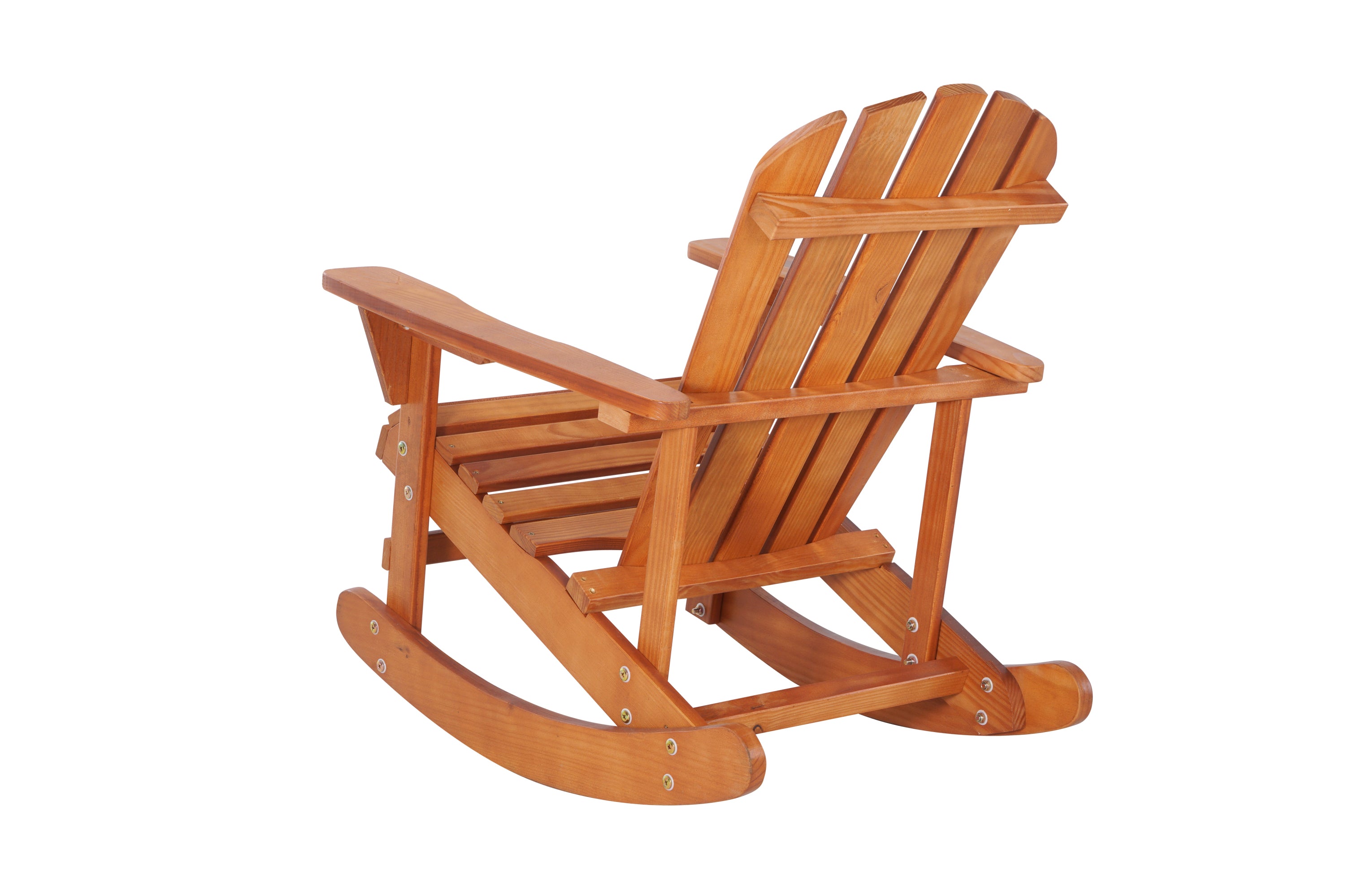 Adirondack Rocking Chair Solid Wood Chairs Finish Outdoor Furniture for Patio, Backyard, Garden - Walnut Brown