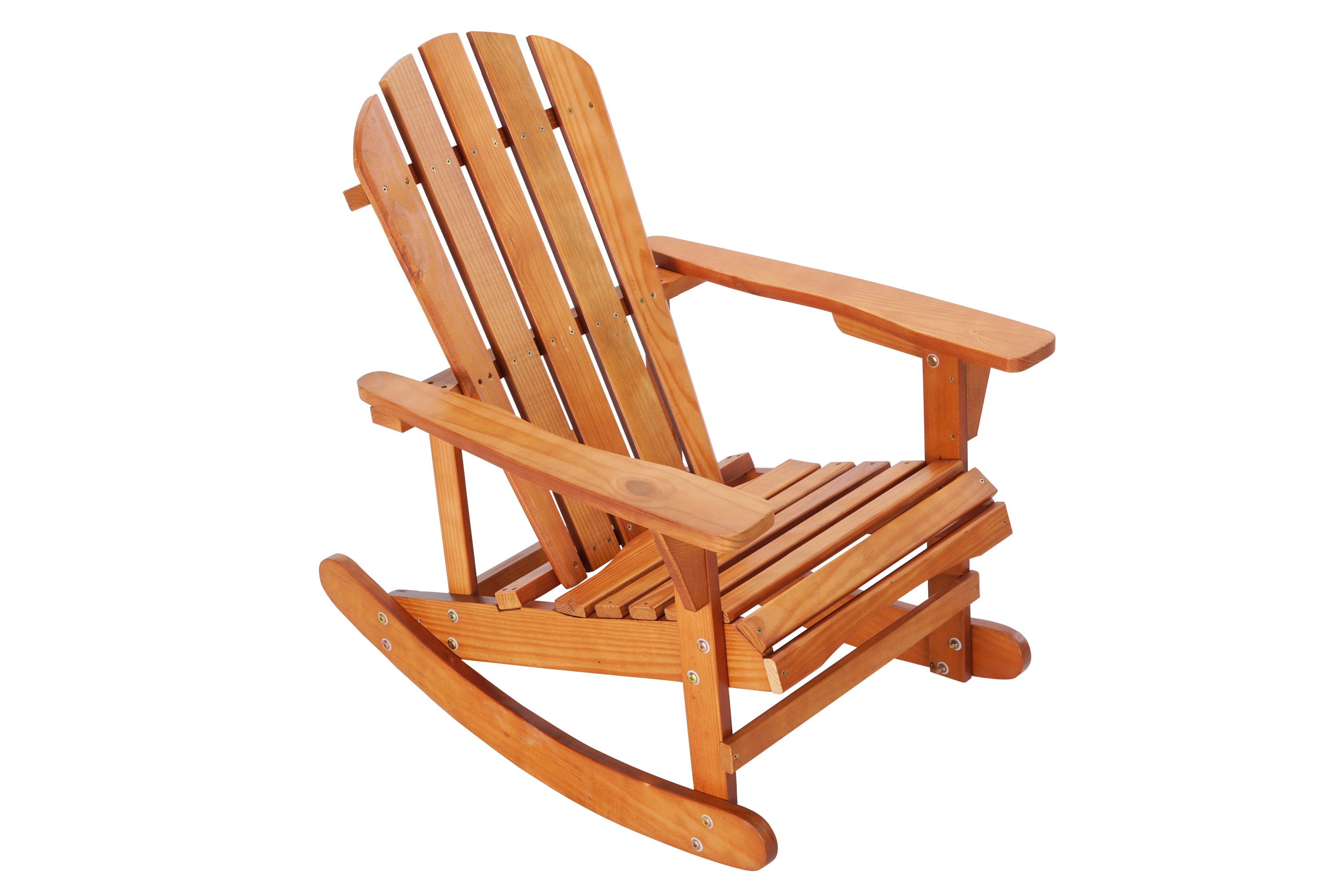 Adirondack Rocking Chair Solid Wood Chairs Finish Outdoor Furniture for Patio, Backyard, Garden - Walnut Brown