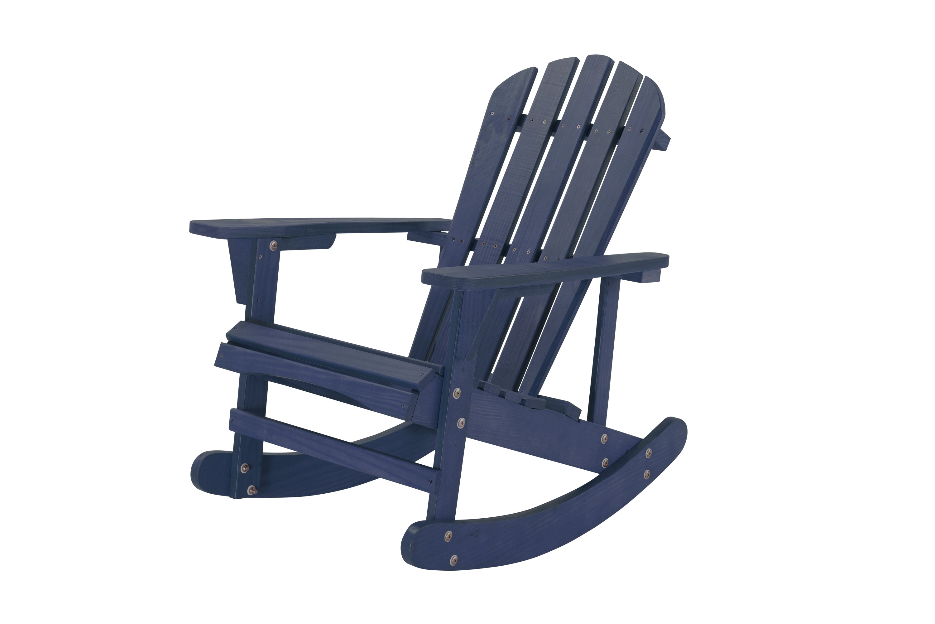 Adirondack Rocking Chair Solid Wood Chairs Finish Outdoor Furniture for Patio, Backyard, Garden - Navy Blue