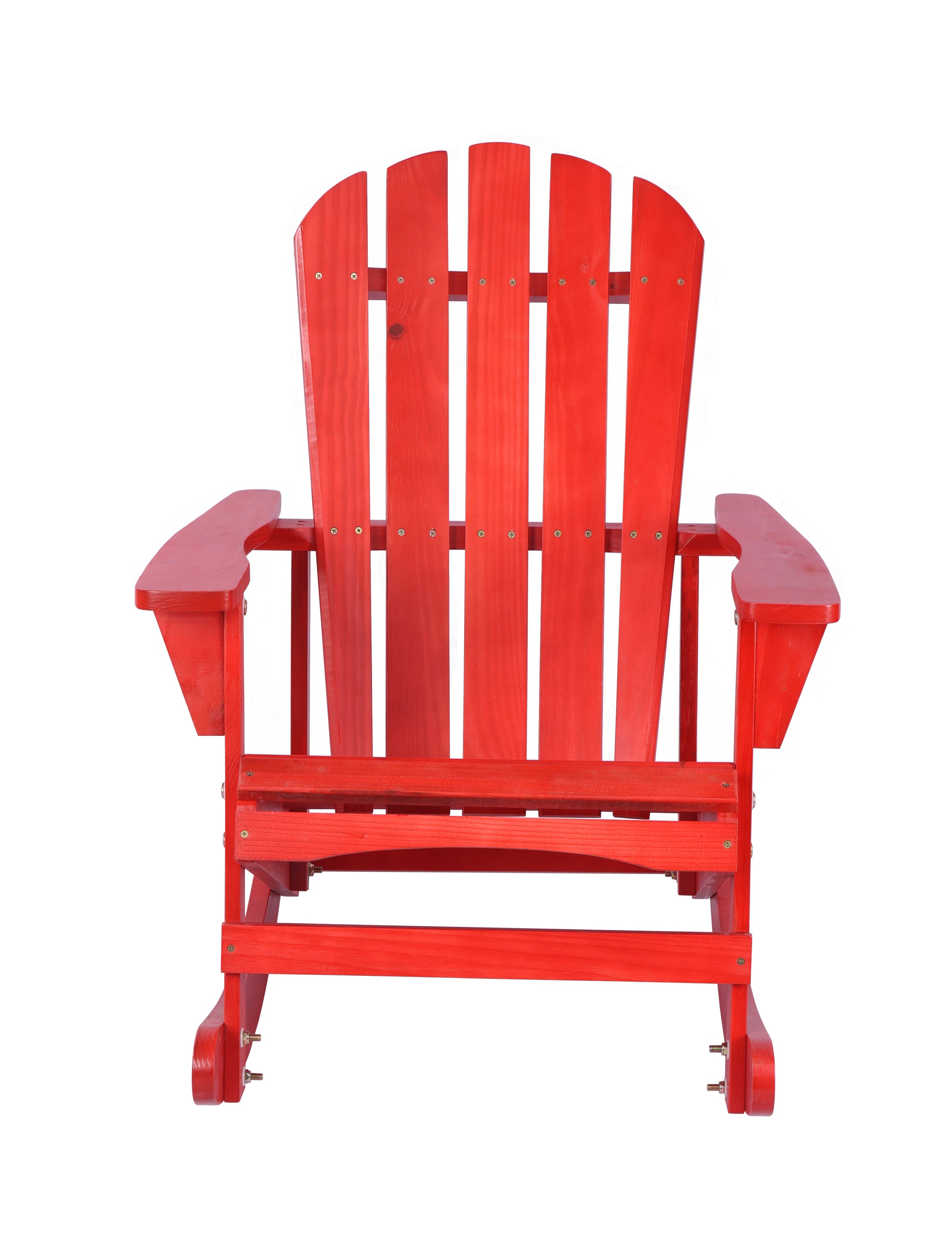 Adirondack Rocking Chair Solid Wood Chairs Finish Outdoor Furniture for Patio, Backyard, Garden - Red