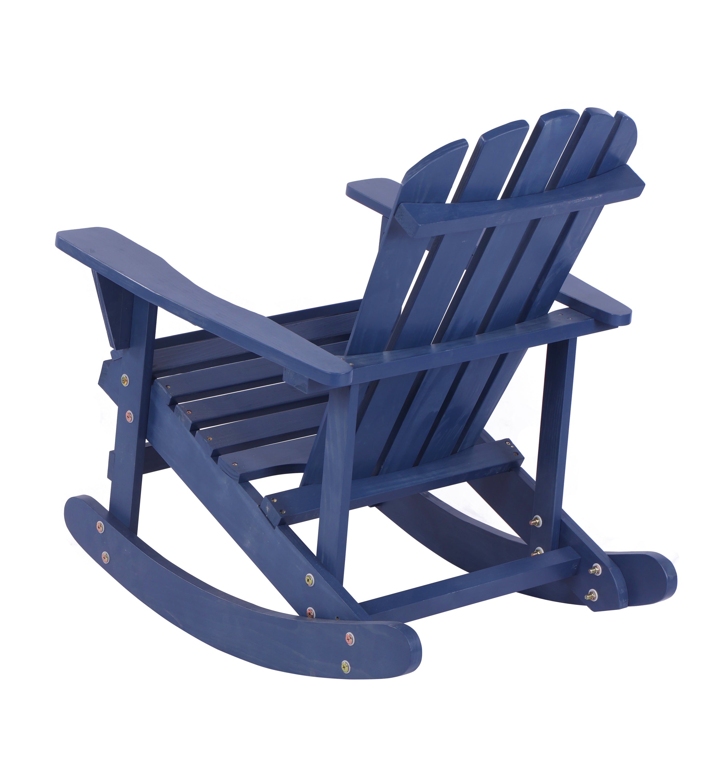 Adirondack Rocking Chair Solid Wood Chairs Finish Outdoor Furniture for Patio, Backyard, Garden - Navy Blue