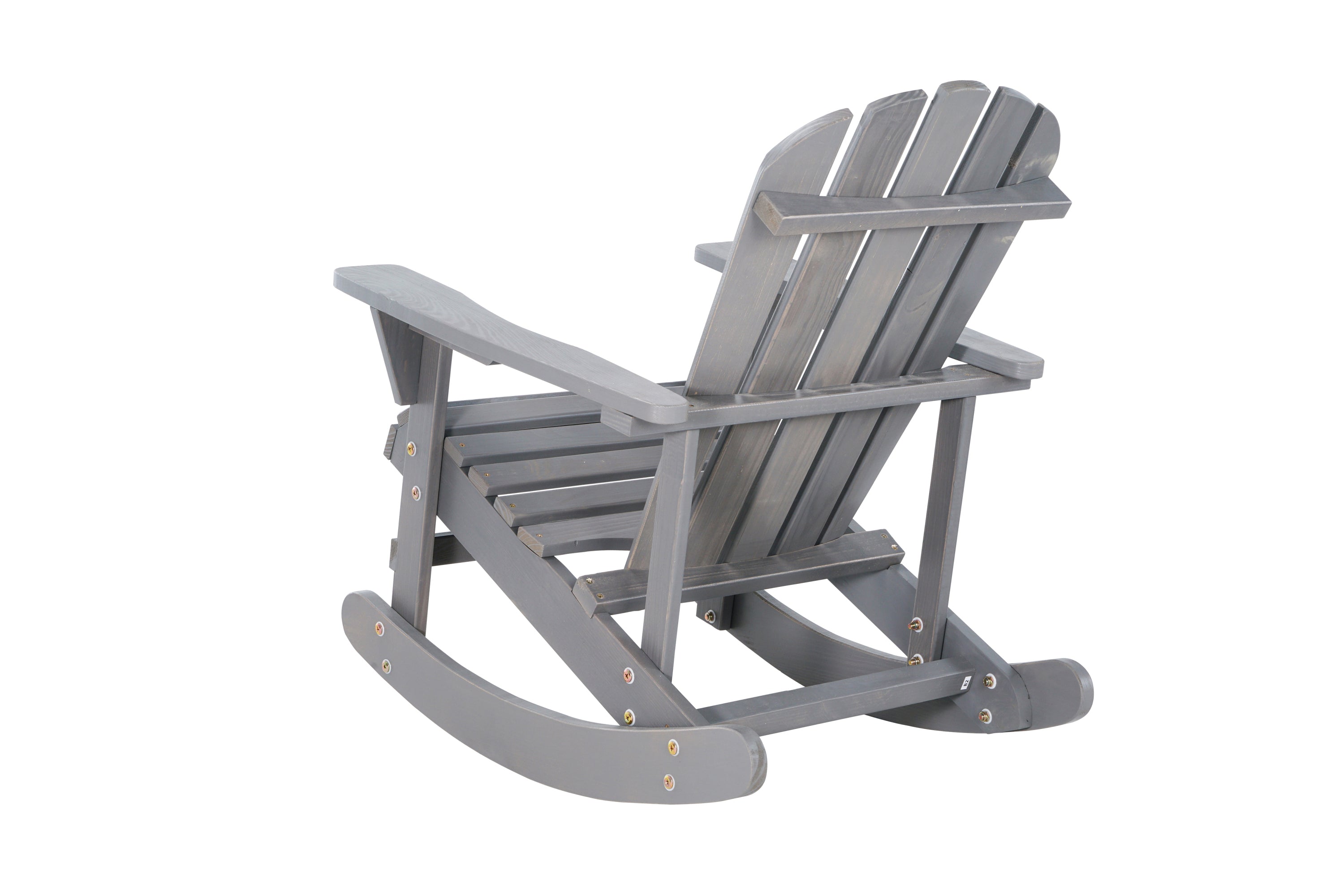 Adirondack Rocking Chair Solid Wood Chairs Finish Outdoor Furniture for Patio, Backyard, Garden - Gray