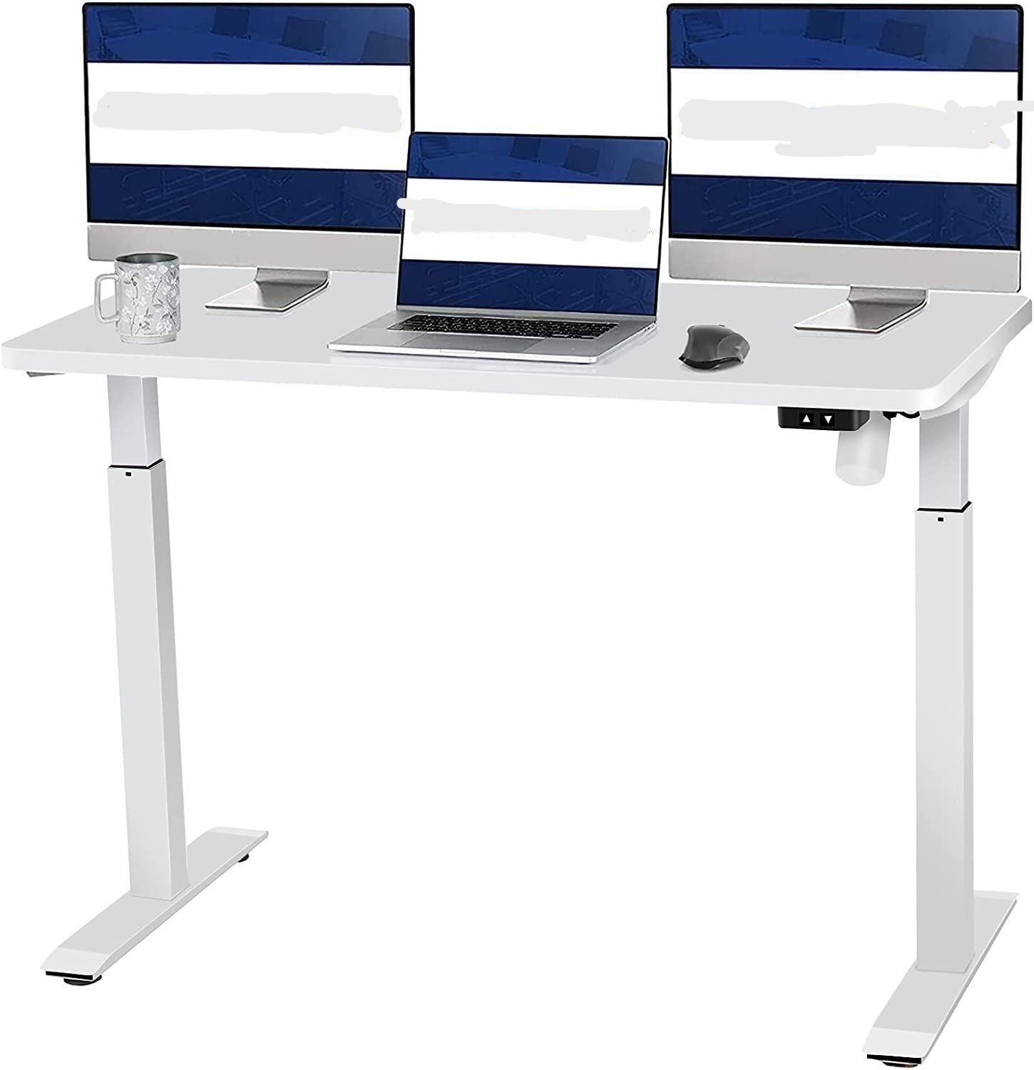 Whole Piece Electric Standing Desk, 48 x 24 Inches Height Adjustable Desk, Sit Stand Desk Home Office Desks - White